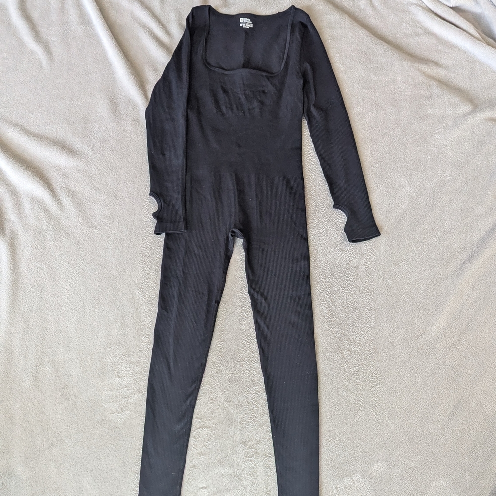 Black High-Waisted Jumpsuit with Structured Fabric